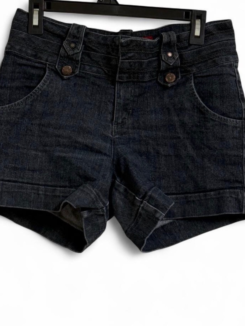 Cue Dark Indigo Double-Button Jean Shorts